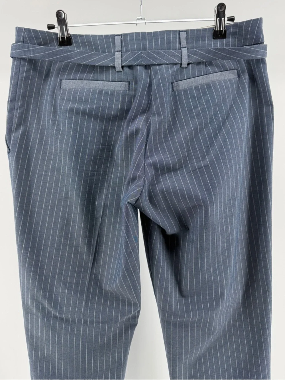 United Colors of Benetton Blue Pinstripe Cuffed Ankle Trouser Pants, Women's 6